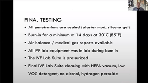 Supervision during IVF laboratory construction or renovation